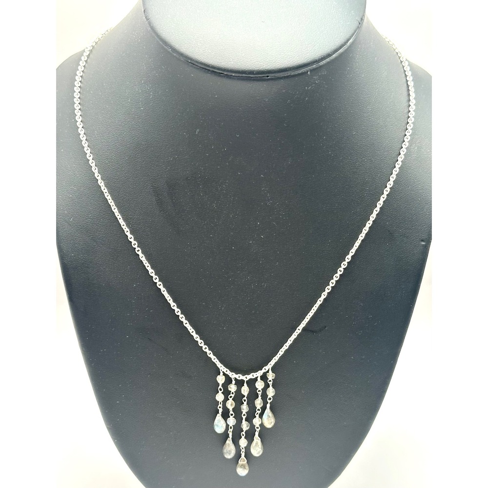 Faceted Labradorite Sterling Silver Drop Necklace